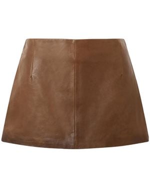 Nour Hammour Avery Leather Mini Skirt - Brown