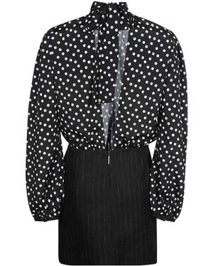 MSGM High Neck Polka Dot Print Dress - Black