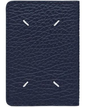 Maison Margiela Four Stitches Grained Card Holder - Blue
