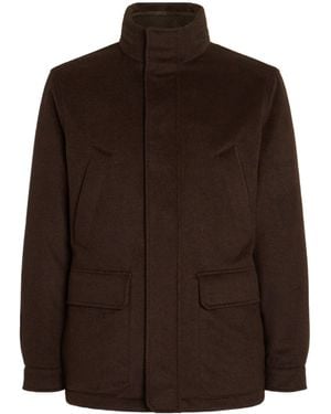 ZEGNA Cashmere High-Neck Jacket - Brown