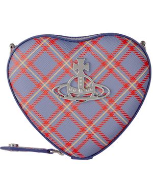 Vivienne Westwood Tartan Heart Crossbody Bag From The Collection - Pink