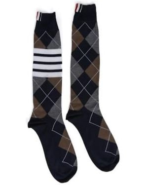 Thom Browne Argyle Intarsia-Knit Socks - Blue