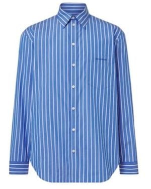 Balenciaga Striped Cotton Poplin Shirt - Blue