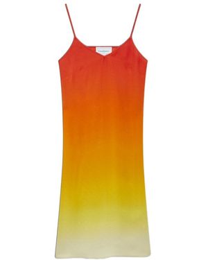 CASABLANCA Gradient Effect V-Neck Midi Slip Dress - Orange