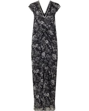 TOVE Floral-Print Ruched Silk Maxi Dress - White
