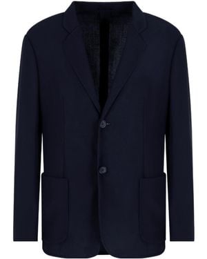 Giorgio Armani Single-Breasted Long-Sleeved Jacket - Blue