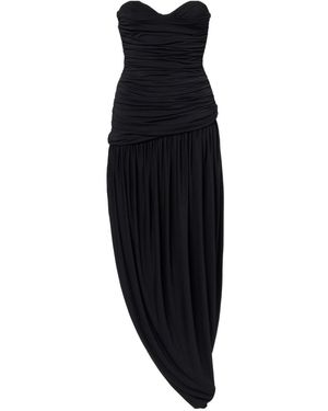Magda Butrym Ruched Asymmetric Draped Midi Dress - Black