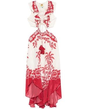 FARM Rio Floral Patterned Cut-Out Dress - Red