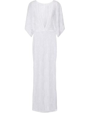 Norma Kamali Obie Semi-Sheer Lace Gown - White