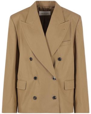 Dries Van Noten Bosea Twill Double-Breasted Blazer - Natural