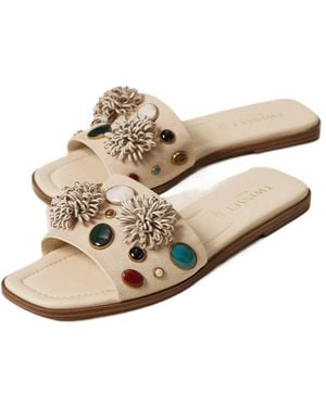 Twinset Embellished Slides - Natural
