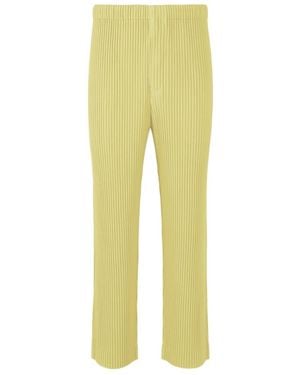 Homme Plissé Issey Miyake Elasticated-Waistband Pleated Trousers - Yellow