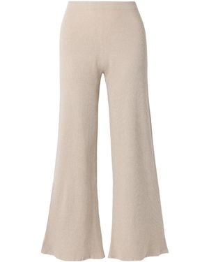 The Elder Statesman Delicash Ribbed Blend Wide-Leg Casual Pants - Natural