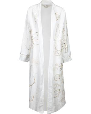forte_forte Pearl-Embellished Duster Coat - White