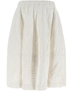 Comme des Garçons Elastic Waist Midi Skirt - White