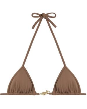 Reina Olga Lace-Up Bikini Top - Brown