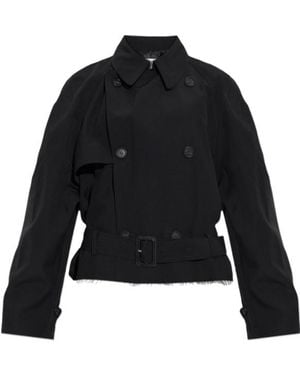 MM6 by Maison Margiela Belted Wool Blend Jacket - Black