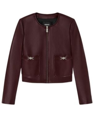 Versace Leather Zipped Jacket - Purple