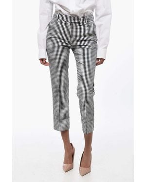 Ql2 Gingham Turn-Up Pants - Gray