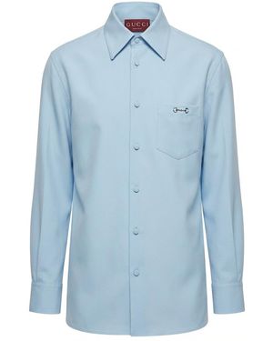 Gucci Horsebit-Embellished Twill Shirt - Blue