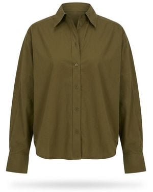 Closed Gathered-Back 3 4 Sleeve Shirt - Green