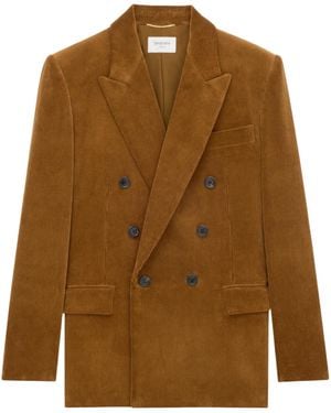 Saint Laurent Double-Breasted Corduroy Jacket - Brown