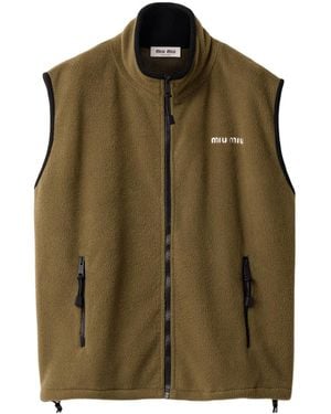 Miu Miu Fleece Zipper Vest - Green