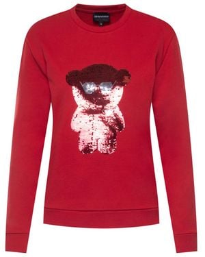 Emporio Armani Sequined Teddy Bear Jumper - Red