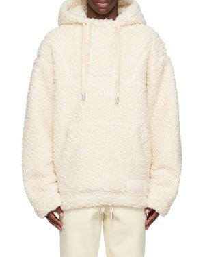 Ami Paris Logo Patch Drawstring Hoodie - Natural