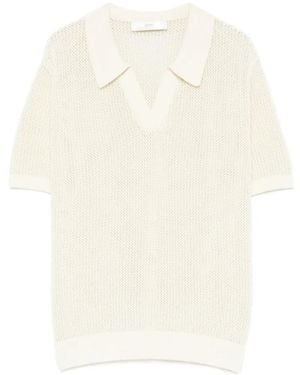 DUNST Short-Sleeved Knit Polo Shirt - White