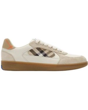 Burberry Check Terrace Lace-Up Trainers - White