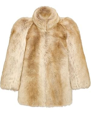 Saint Laurent Short Shearling Coat - Natural