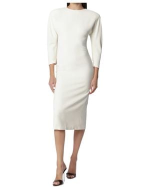 ANDAMANE Midi Dress With Rounded Shoulders - White