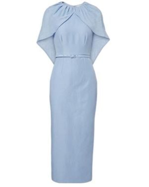 Roland Mouret Belted Caped Midi Dress - Blue
