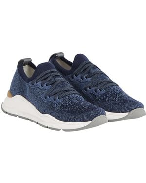 Brunello Cucinelli Cotton Chine Knit Runners - Blue