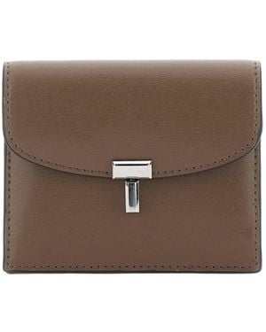 TOTEME T-Lock Leather Wallet - Brown