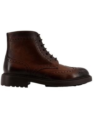 Doucal's Lace-Up Brogue Boots - Brown