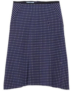 Prada Polka-Dot Marocain Skirt - Blue