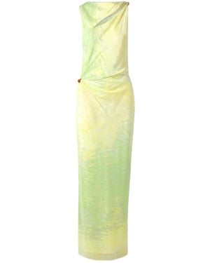 SIR. Citterio Embellished Cutout Printed Crepe De Chine Maxi Dress - Green
