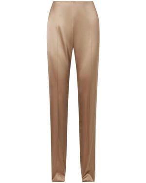 Valentino Silk-Blend Duchesse Straight-Leg Trousers - Natural