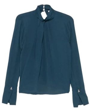 Patrizia Pepe Tie-Neck Long-Sleeve Blouse - Blue
