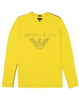 Armani Jeans T-Shirt With Round Neck And Long Sleeves - Yellow