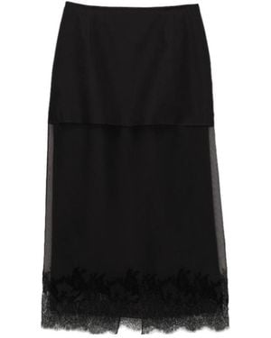 Carven Sheer Lingerie Skirt - Black