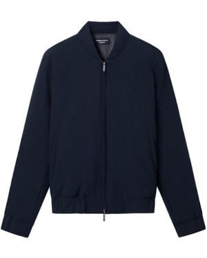 Emporio Armani Icon 3D Pique-Effect Crêpe Jersey Blouson - Blue