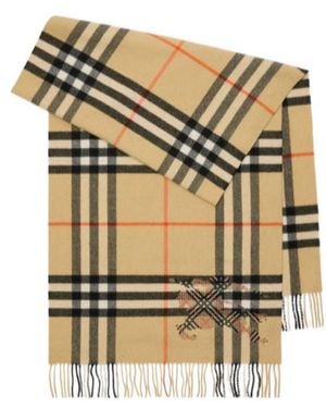 Burberry Wide Cross Stitch Ekd Check Fringed Scarf - Metallic