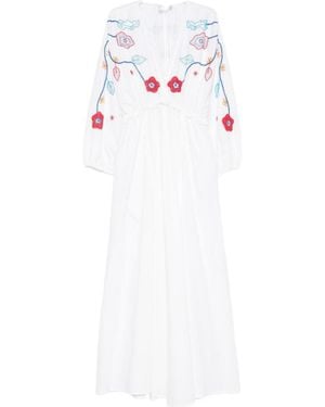 forte_forte Floral-Embroidered Cotton Maxi Dress - White