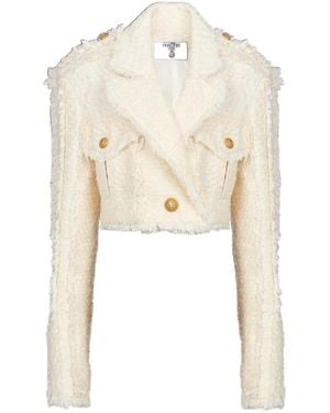Balmain Short Fringed Tweed Jacket - Natural