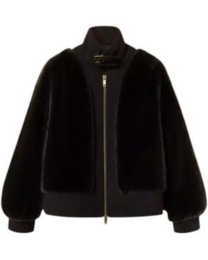 Twinset Stand-Collar Zip-Up Casual Jacket - Black