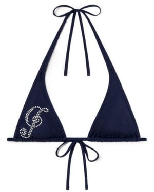 GIMAGUAS Sol Rhinestone Bikini Top - Blue