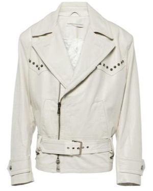 Alessandra Rich Croc-Effect Leather Jacket - White